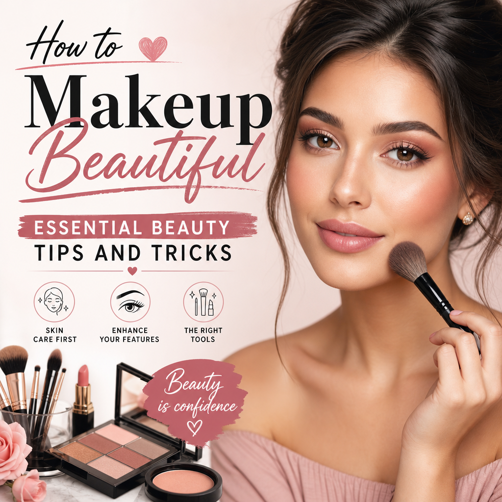 Woman applying makeup with brushes, highlighting essential beauty tips and tricks for a radiant look.